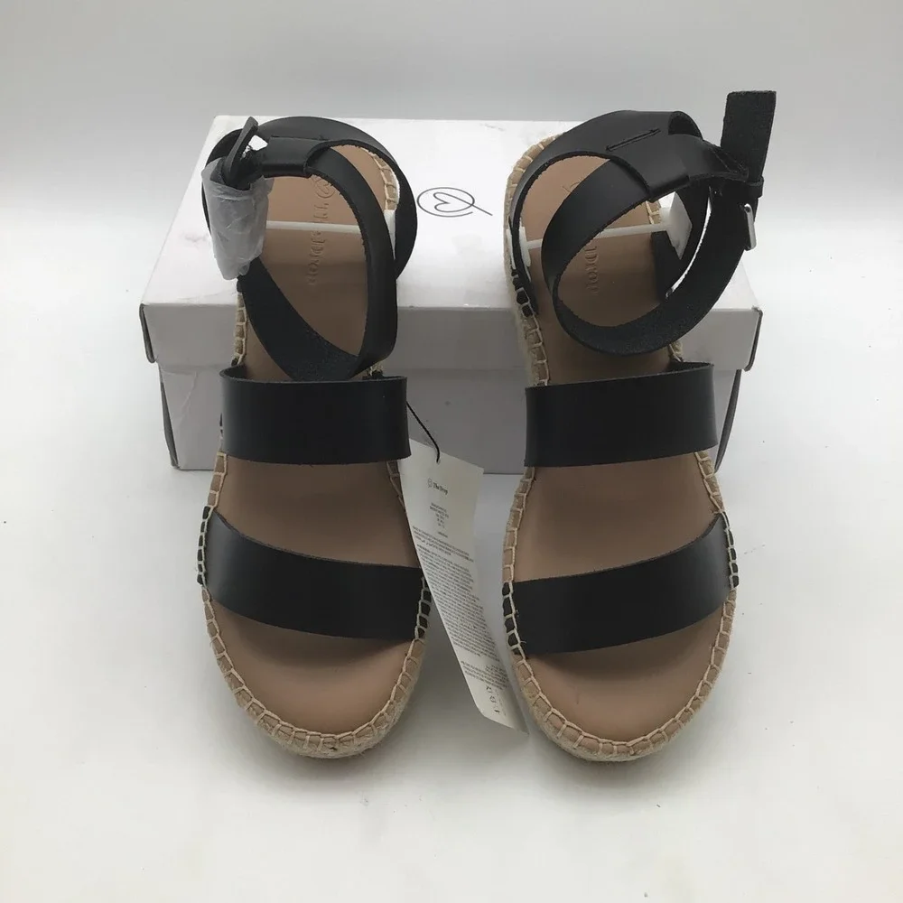 The Drop Womens Listilla Black Espadrille Wedge Sandals Size 9.5 Platform NEW